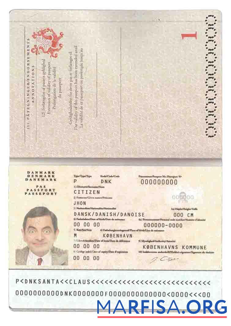 Downloadable Denmark passport sample